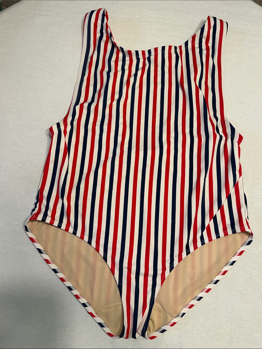 SWIM by Cacique Striped Bikini Top in Red, Navy & Beige